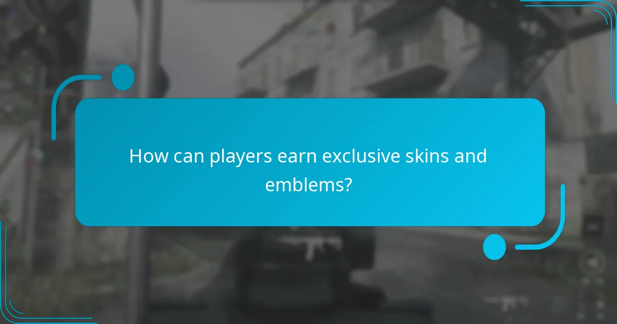 How can players earn exclusive skins and emblems?