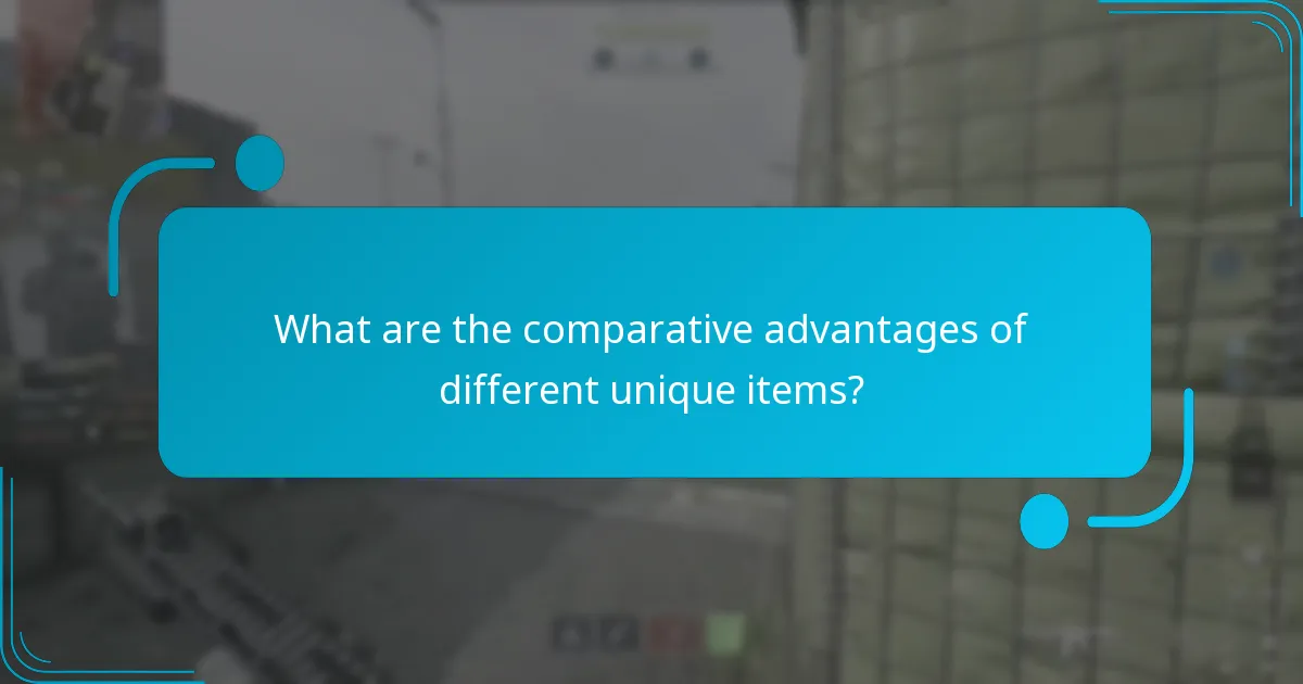 What are the comparative advantages of different unique items?