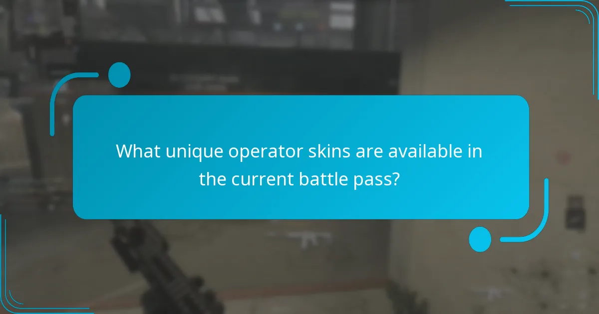 What unique operator skins are available in the current battle pass?